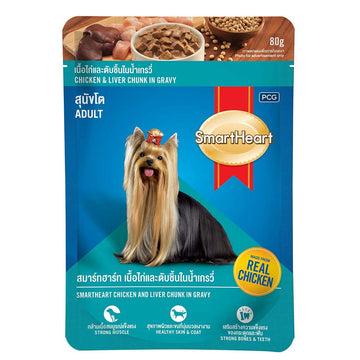 SmartHeart Adult Chicken & Liver Chunk in Gravy 80g