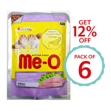 Me-o Kitten Chicken Chunk in Gravy 80g ( Multi-Pack)