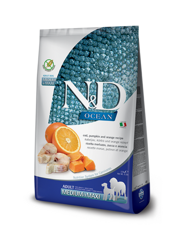 N&D Ocean(GF)Codfish, Pumpkin & Orange Adult Med-Maxi 2.5kg