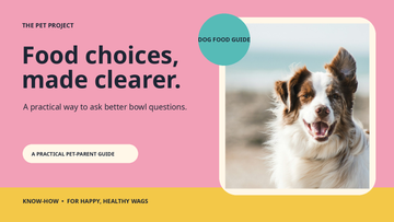 Real dog portrait with The Pet Project grain-free dog food editorial design