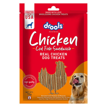 Drools Dog Treats Chicken Cod Fish Sandwich 70g