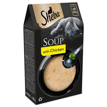 Sheba Soup with Chicken Adult Wet Cat Food, 160g (4 x 40g)