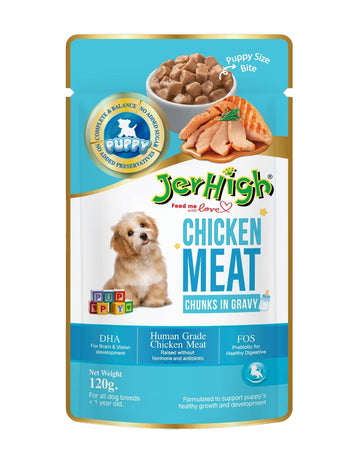 JERHIGH PUPPY CHICKEN MEAT CHUNKS IN GRAVY 120GM
