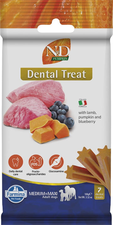 N&D Pumpkin Dental Treat Lamb n Blueberry Med&Maxi Adult 100gm
