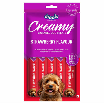 Drools Dog Treats Creamy Strawberry 5 Sticks Tasty & Nutritious Snack for All Breeds (15g x5) 75g