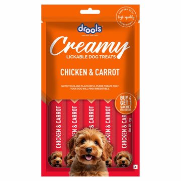 Drools Dog Treats Creamy Chicken & Carrot 5 Sticks Tasty & Nutritious Snack for All Breeds (15g x5) 75g