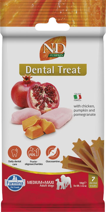N&D Pumpkin Dental Treat Chicken n Pomegranate Adult MedMaxi 100gm
