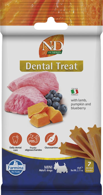 NND DENTAL TREAT DOG PUMPKIN LAMB BLUEBERRY ADULT MINI 60G