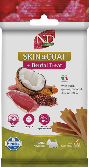 N&D SKIN AND COAT DOG DENTAL TREAT WITH DUCK ADULT MINI 60G