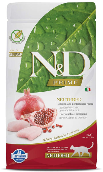 NnD Prime (GF) Chicken n Pomegranate Neutered Cat Dry Food Adult 1.5kg