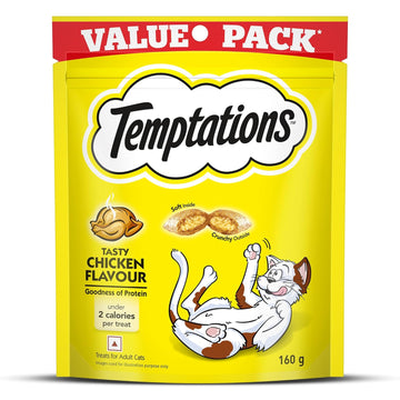 TEMPTATIONS CAT TREATS; TASTY CHICKEN FLAVOUR; 160G