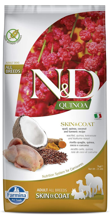 N&D Quinoa Skin & Coat Dog Dry Food (Quail-Coconut-Turmeric) Adult All Breeds 7kg