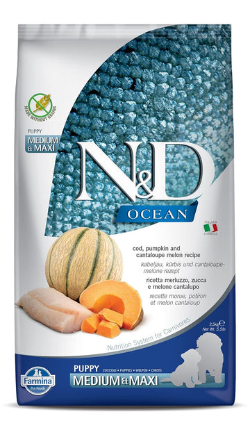 N&D Ocean (GF) Codfish Pumpkin & Melon Puppy Med-Maxi  2.5kg
