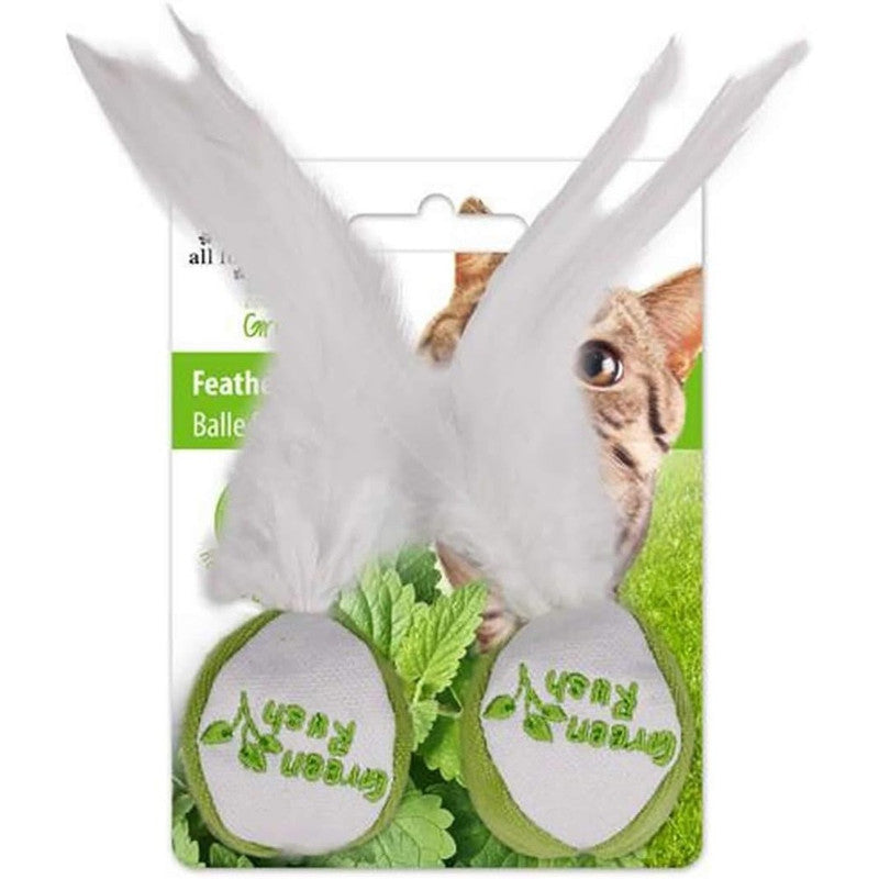 All For Paws Feather Balls Green Rush Cat Toy