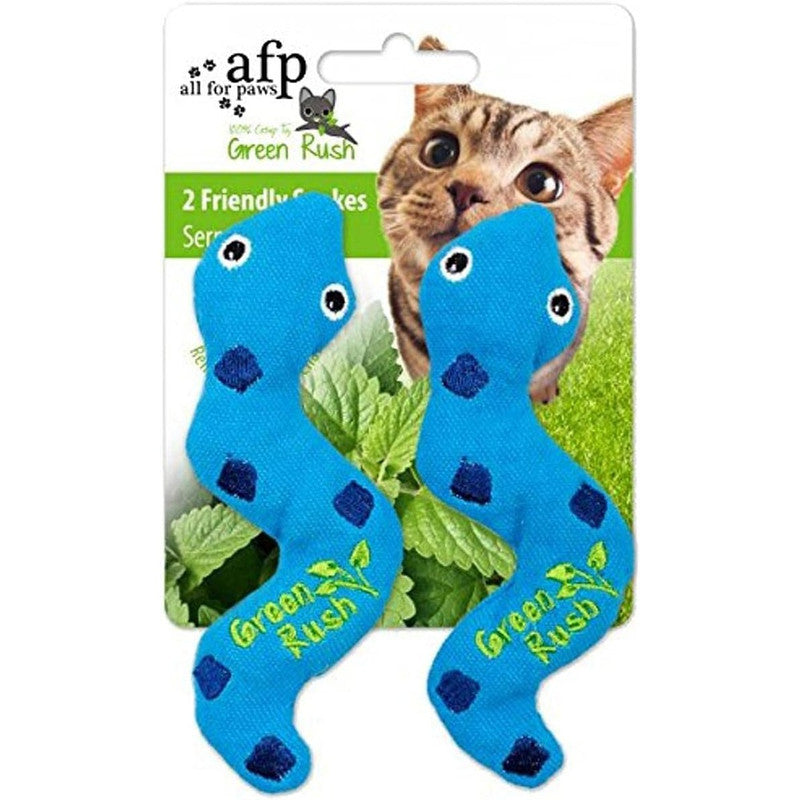 All For Paws Silly Snake Green Plush Cat Toy