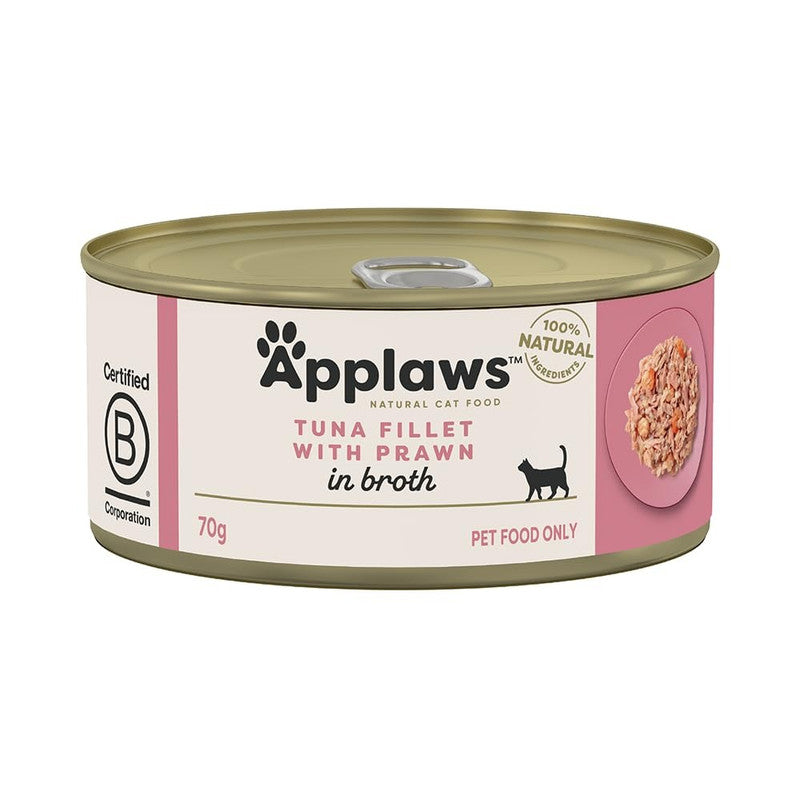 Applaws Cat Tin Tuna Fillet With Prawn In Broth 70g