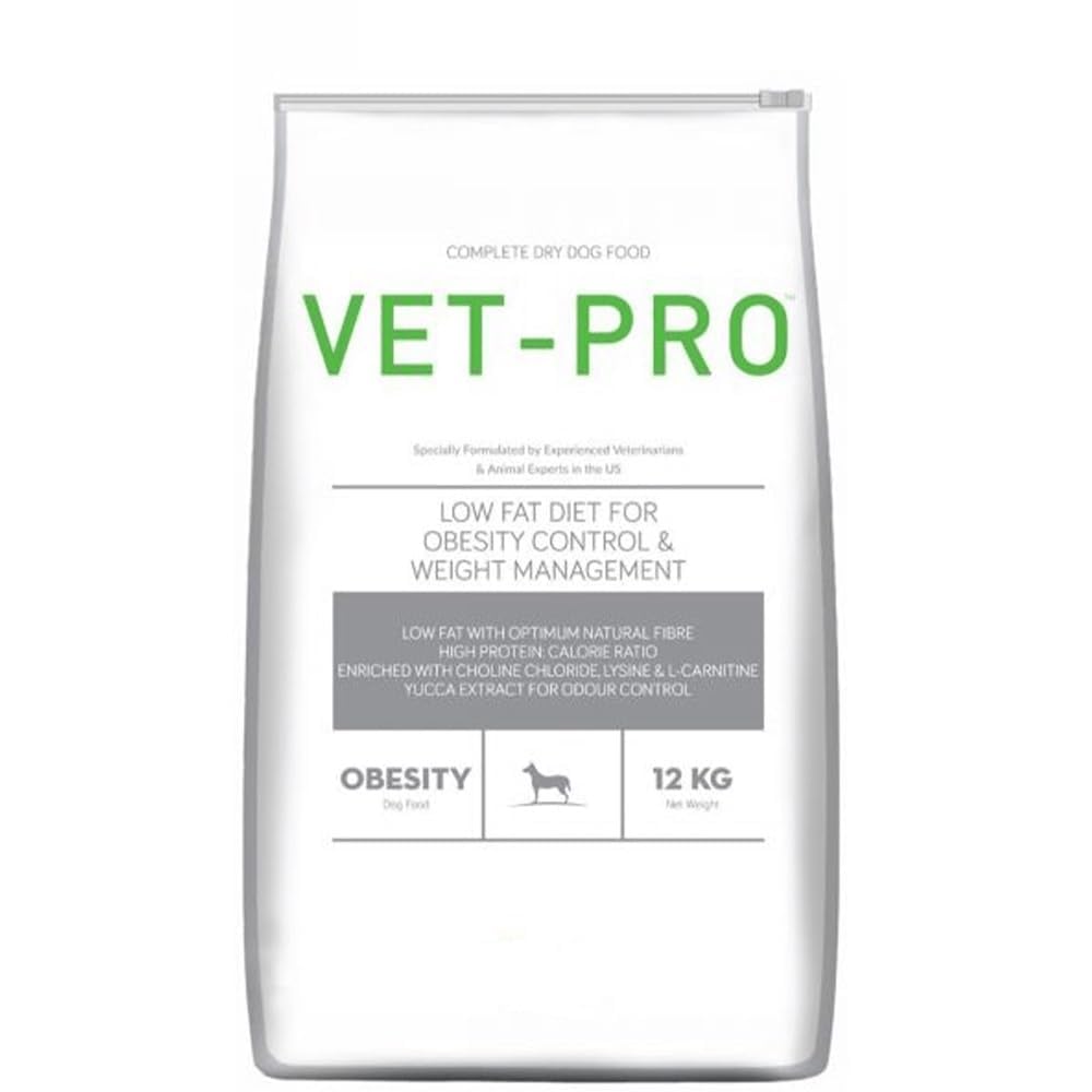 Drools Vet-Pro Obesity Control Dog Food 12kg bag - Low-fat weight management formula for overweight dogs