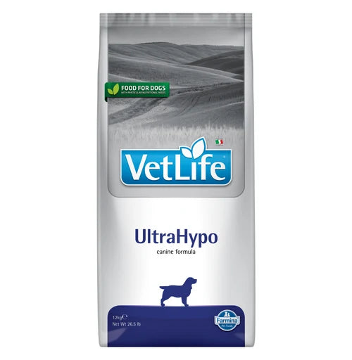 Farmina Vet Life UltraHypo 12kg hypoallergenic canine dry food with hydrolyzed fish protein and rice formula