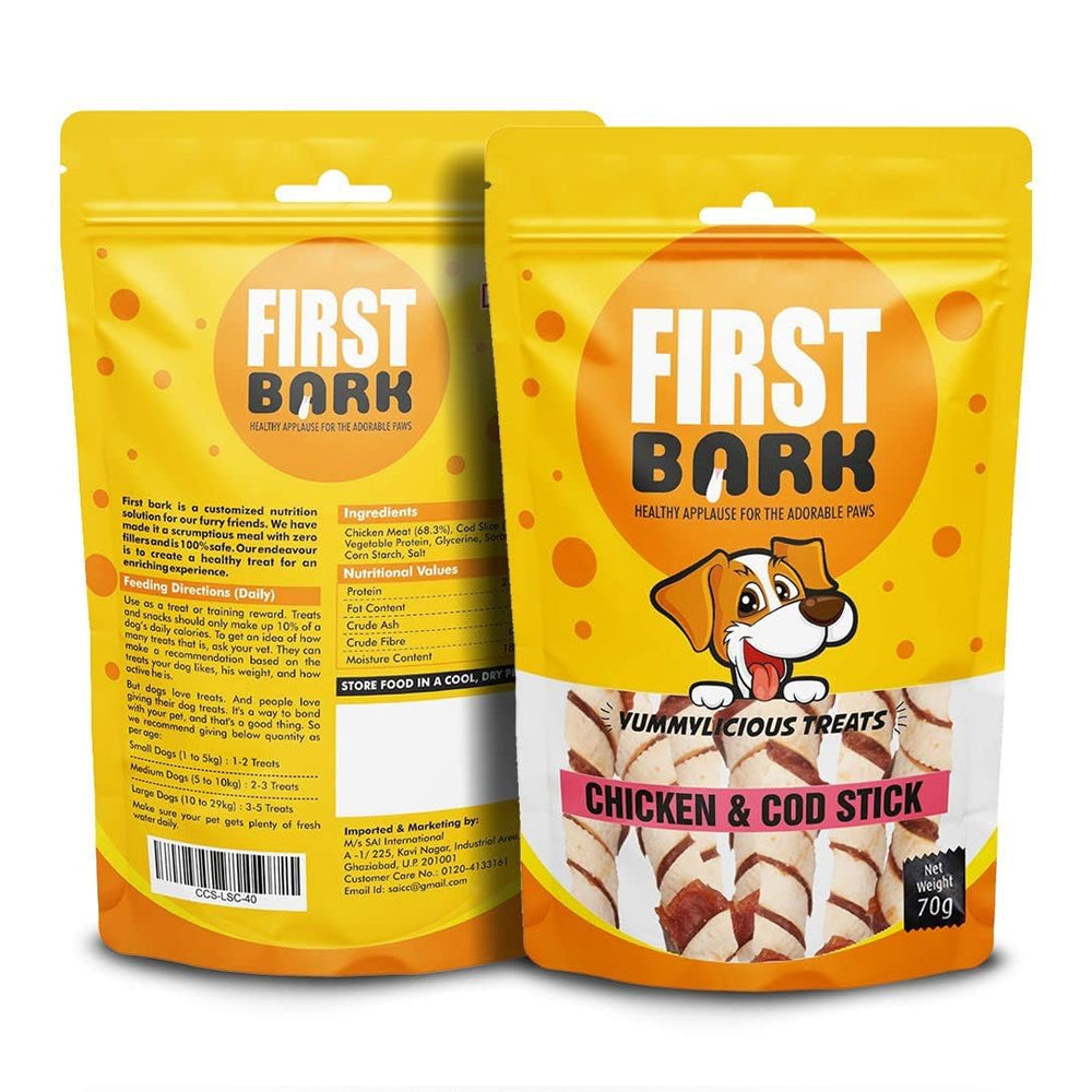 First Bark Chicken and Cod Stick 70gm