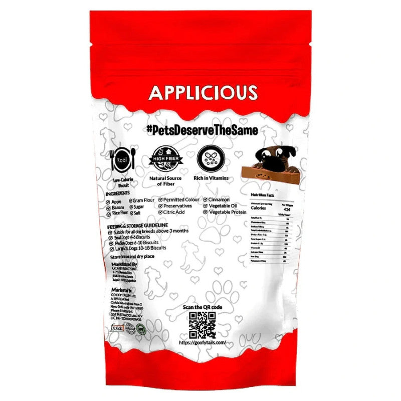 Goofy Tails Applicious Apple Banana and Cinnamon Biscuits for Dogs & Puppies 250g