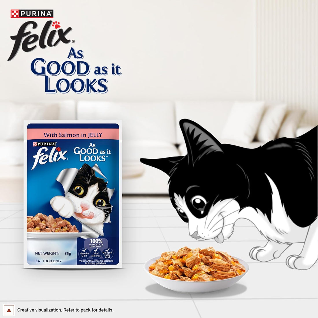 Purina Felix Adult Salmon In Jelly 85g ( Multi-Pack )