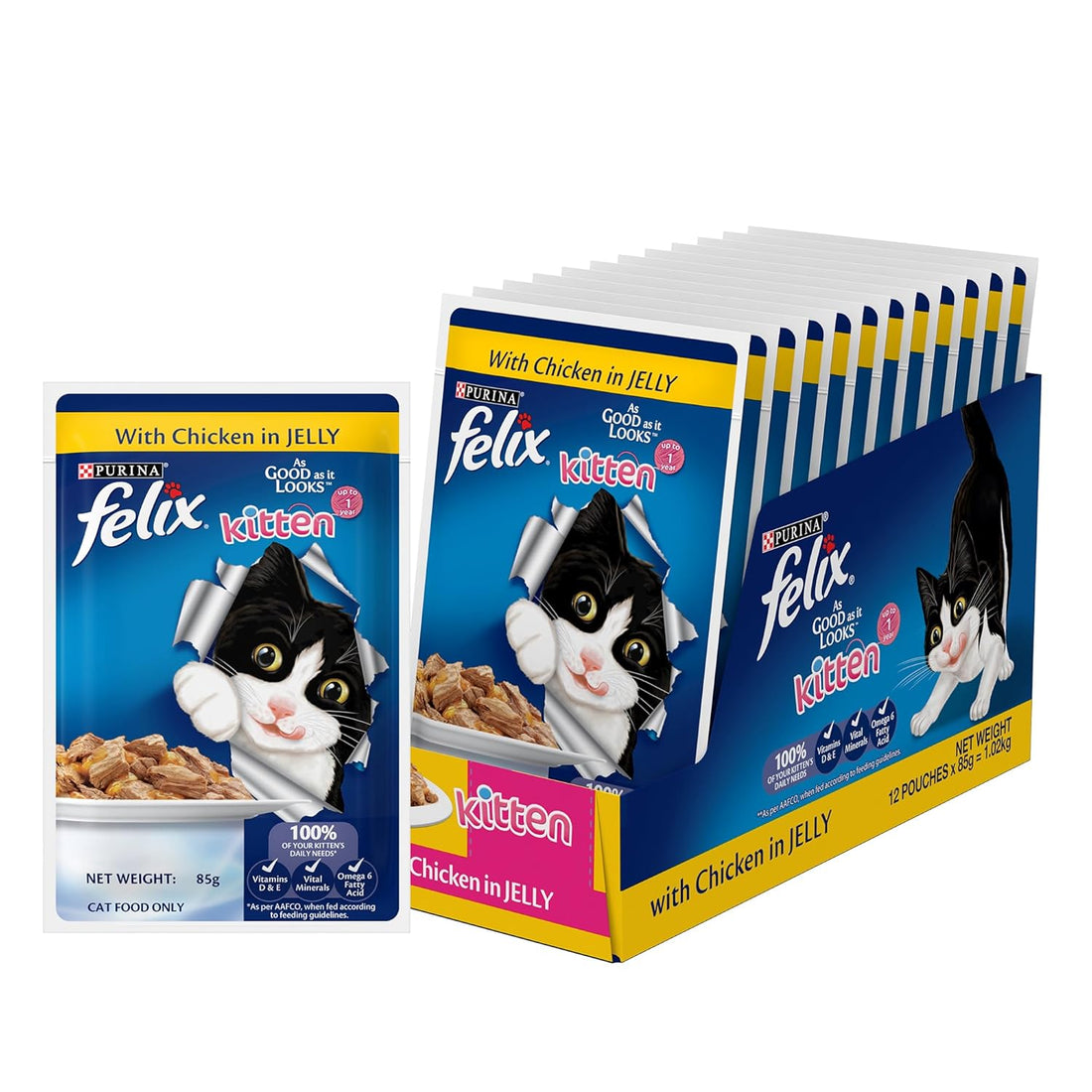 Purina Felix Kitten Chicken In jelly 85g ( Multi-Pack )