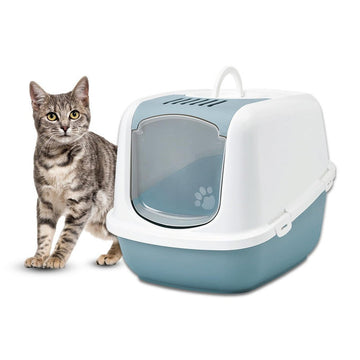 Savic Nestro jumbo cat Litter Tray White n Bluestone