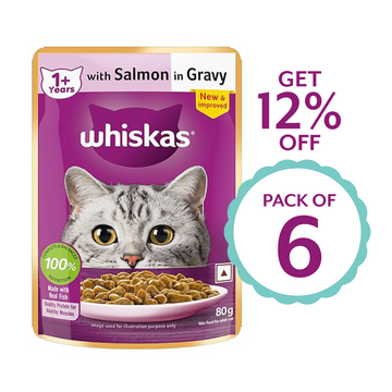 Whiskas Adult Salmon in Gravy 80g ( Multi-Pack )