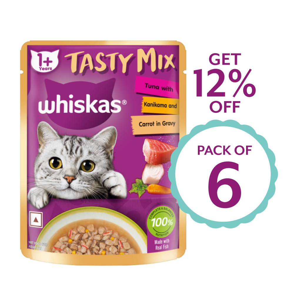 Whiskas Adult Tasty Mix Tuna With Kanikama And Carrot in Gravy 70g ( Multi-Pack )