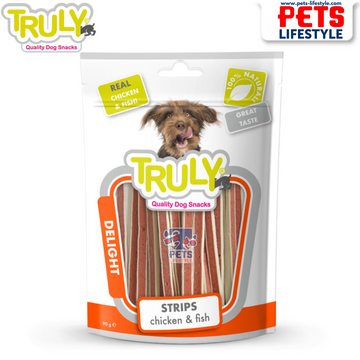 Truly Dog Treat Chicken n Fish Mini Strips 90g