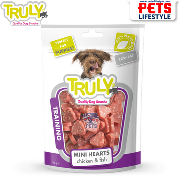 Truly Dog Treat  Chicken n fish Mini Hearts 90g