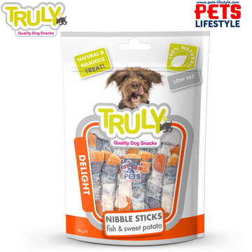 Truly Dog Treat Nibble Sticks Fish n Sweet Potato 90g
