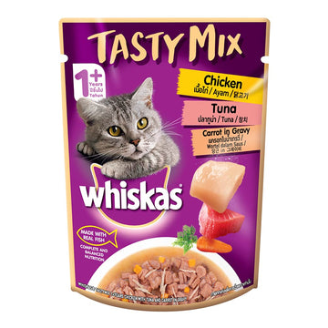 Whiskas Adult Tasty Mix Chicken With Tuna And Carrot in Gravy 70g ( Multi-Pack )