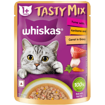 Whiskas Adult Tasty Mix Tuna With Kanikama And Carrot in Gravy 70g ( Multi-Pack )