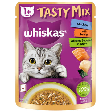 Whiskas Adult Tasty Mix Chicken With Salmon Wakame Seaweed in Gravy 70g ( Multi-Pack )
