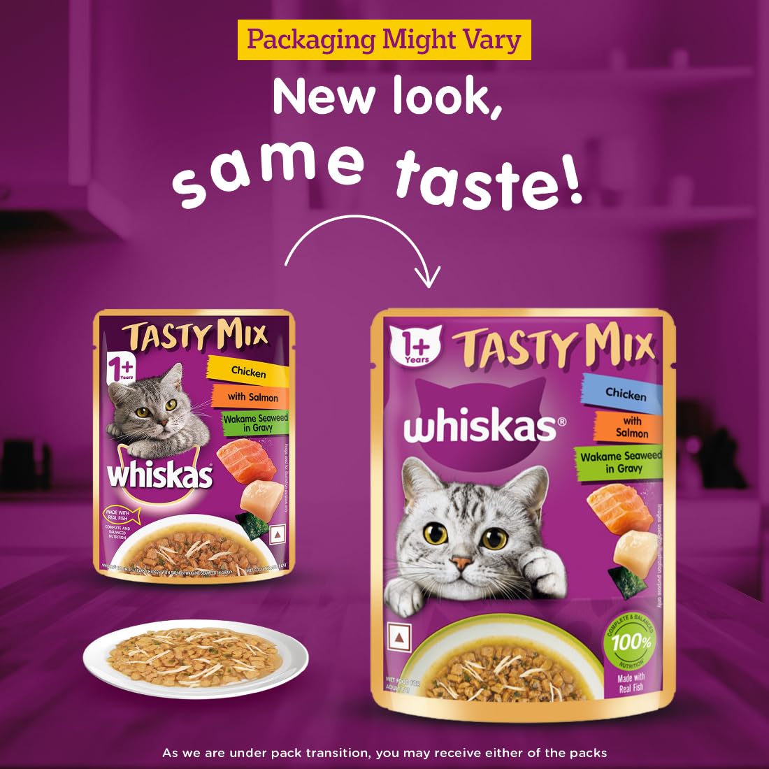 Whiskas Tasty Mix Chicken-Salmon-Seaweed in Gravy 70g