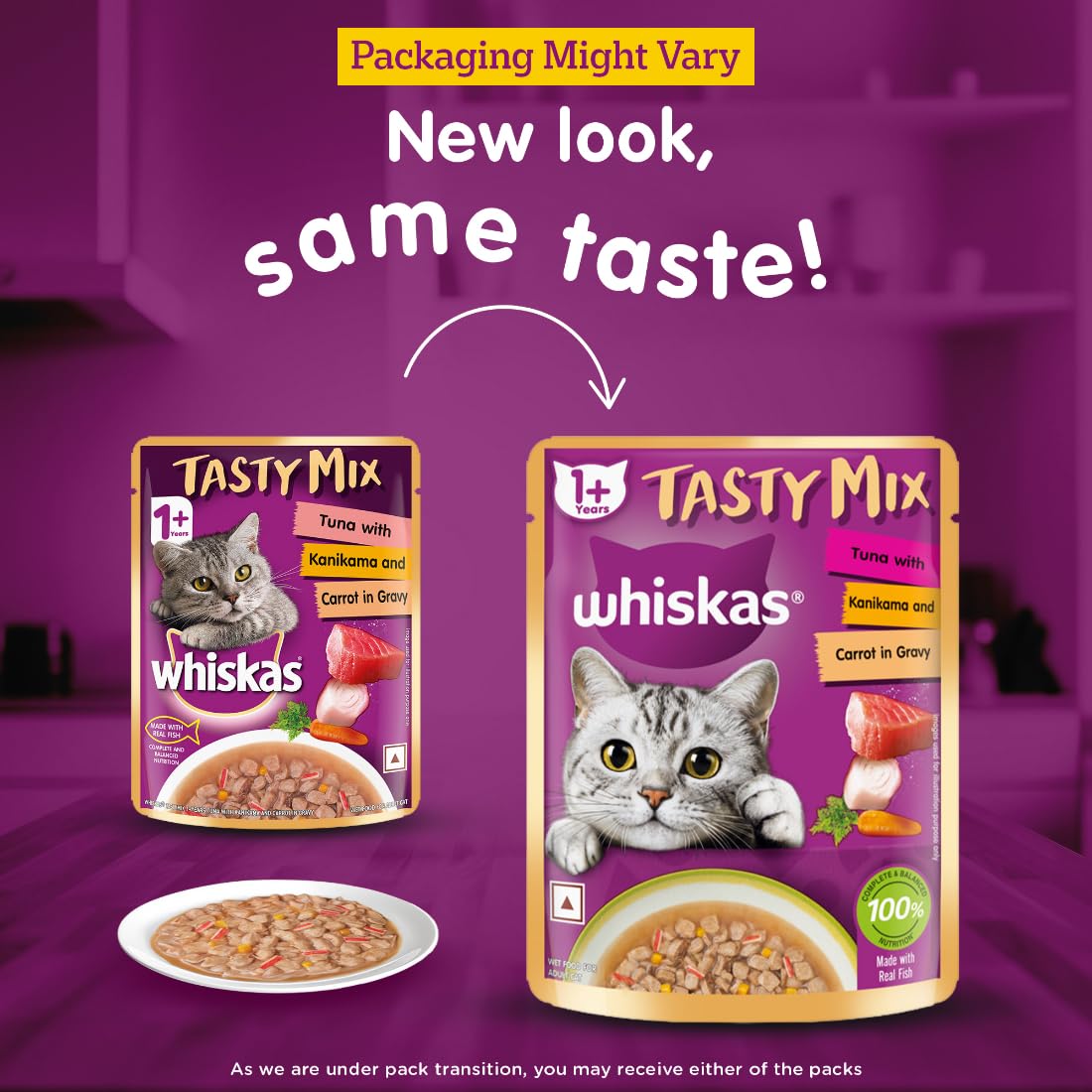Whiskas Tasty Mix Tuna-Kanikama-Carrot in Gravy 70g