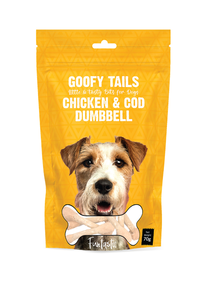 Goofy Tails Chicken and COD Dumbell Treats for Dogs and Puppies - 70 Grams