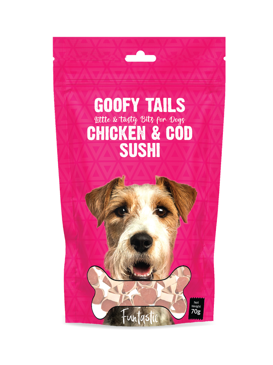 Goofy Tails Chicken & Cod Sushi Treats for Dogs and Puppies - 70 Grams