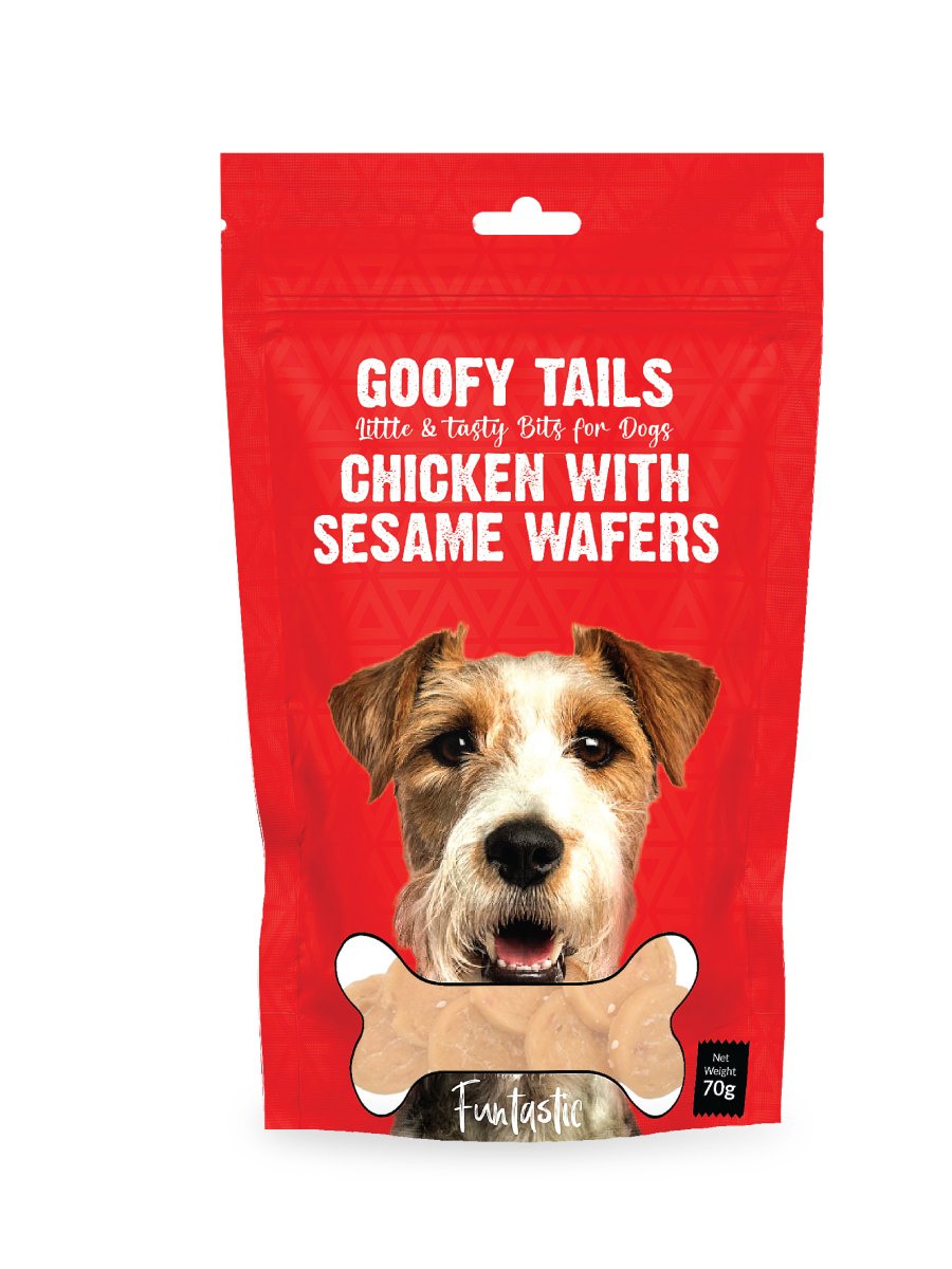 Goofy Tails Chicken with Sesame Treats for Dogs and Puppies - 70 Grams