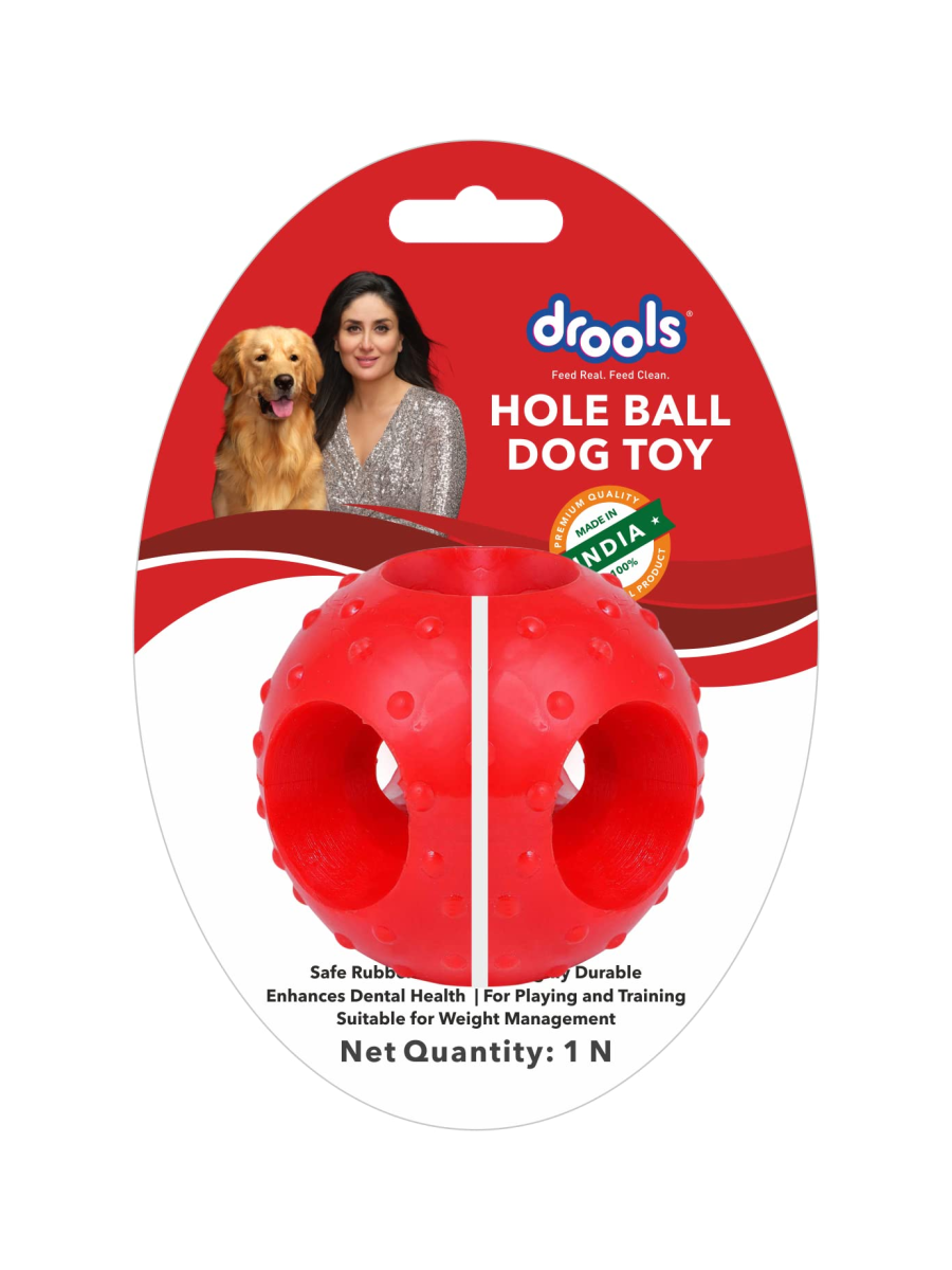 Drools Dog Hole Ball Teething Toy - 3 In