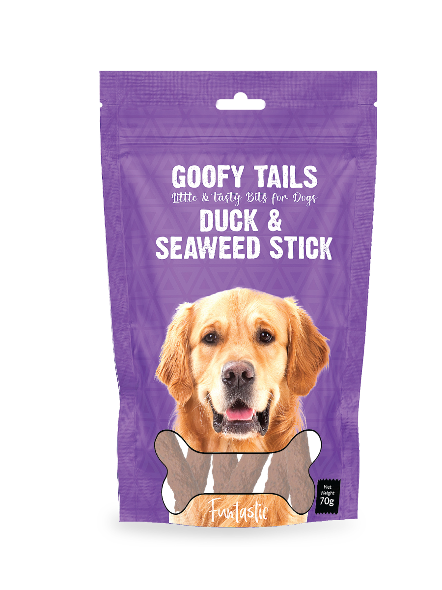 Goofy Tails Duck & Seaweed Stick Treats for Dogs and Puppies - 70 Grams