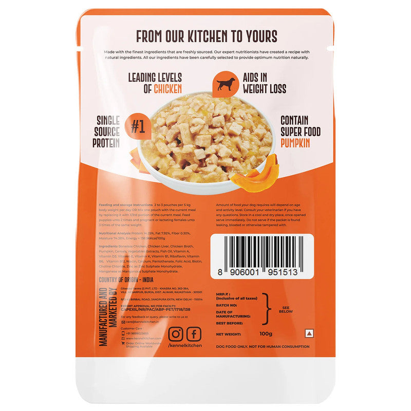 kennel Kitchen Dog n Puppy Chicken With Pumpkin 100g