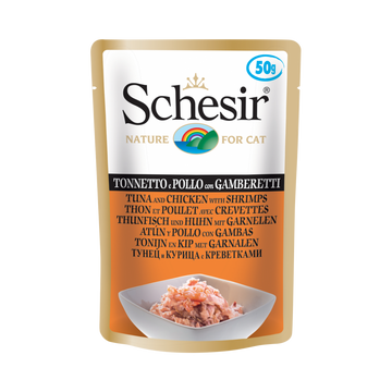 Schesir Tuna Whole Meat Chicken N Shrimp With Rice In Jelly 50gm