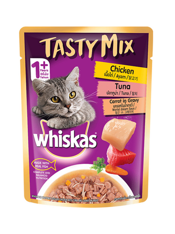 Whiskas Tasty Mix Chicken-Tuna-Carrot in Gravy 70g