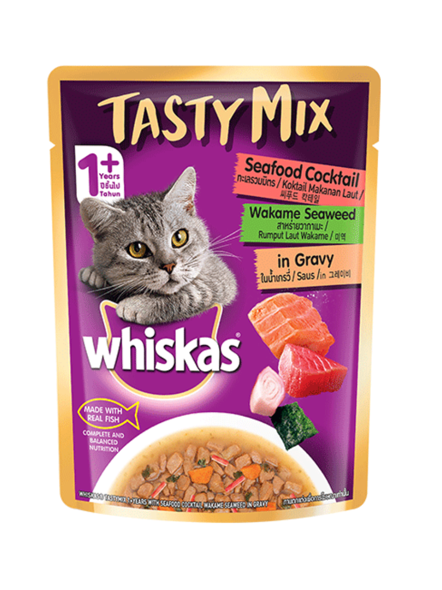 Whiskas Tasty Mix Seafood-Seaweed in Gravy 70g